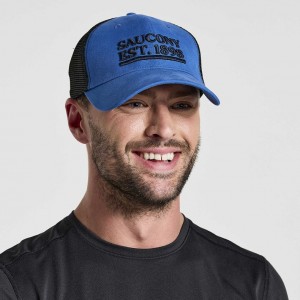 Saucony Adjustable Snap Back Men's Trucker Hats Blue | KSA DEVWA