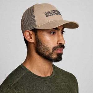 Saucony Adjustable Snap Back Men's Trucker Hats Beige | Riyadh FUEZW