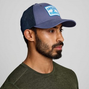 Saucony Adjustable Snap Back Men's Trucker Hats Blue | Jeddah HZCSO