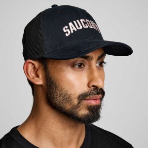 Saucony Adjustable Snap Back Men's Trucker Hats Black | Jeddah DUAYF