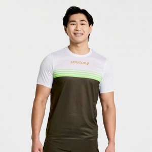 Saucony Elite Short Sleeve Men's T-Shirt White / Black | KSA UZDHG