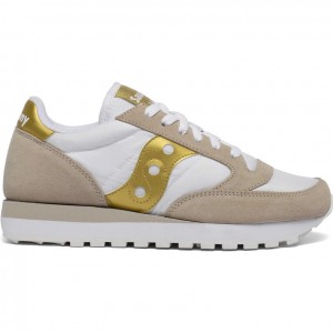 Saucony Jazz Original Women's Sneakers White / Beige / Gold | Riyadh UHEJI