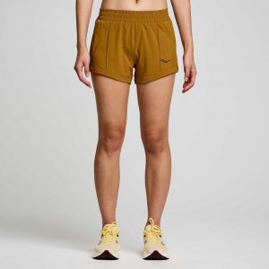 Saucony Outpace 3" Women's Shorts Brown | Jeddah IJNMC