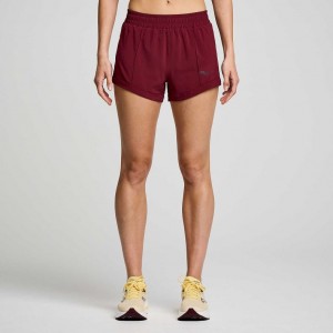 Saucony Outpace 3" Women's Shorts Burgundy | KSA JEGKZ