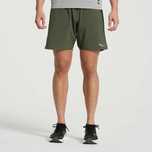 Saucony Outpace 7" Men's Shorts Dark Green | Jeddah NSVHJ