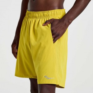 Saucony Outpace 7" Men's Shorts Yellow | Jeddah ZSXHA