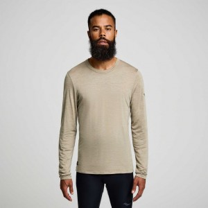 Saucony Peregrine Merino Long Sleeve Men's T-Shirt Olive | Jeddah SQVZL