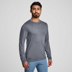 Saucony Peregrine Merino Long Sleeve Men's T-Shirt Grey | Riyadh DQMNA