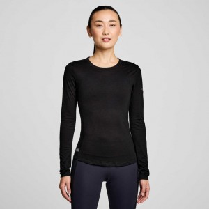 Saucony Peregrine Merino Long Sleeve Women's T-Shirt Black | KSA HVQCG