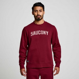 Saucony Recovery Crew Men's Sweatshirt Red | Riyadh ZRFTJ