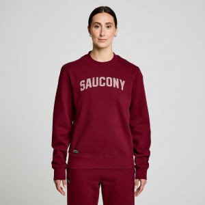 Saucony Recovery Crew Women's Sweatshirt Burgundy | KSA QWNHX