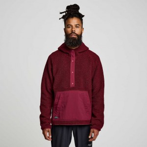 Saucony Recovery Sherpa Pullover Men's Hoodie Burgundy | KSA HWLUP