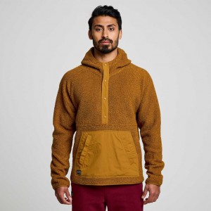 Saucony Recovery Sherpa Pullover Men's Hoodie Brown | Riyadh YQCEK