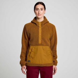 Saucony Recovery Sherpa Pullover Women's Hoodie Brown | Riyadh OCGDQ