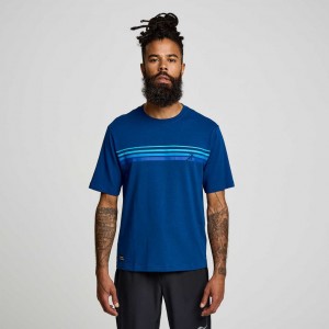 Saucony Recovery Short Sleeve Men's T-Shirt Indigo | Riyadh STJYB