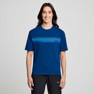 Saucony Recovery Short Sleeve Women's T-Shirt Indigo | Riyadh TILHC