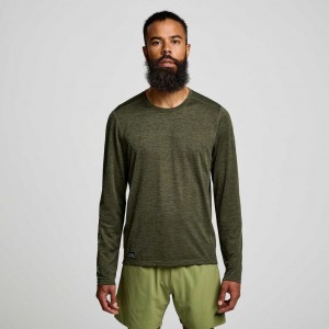 Saucony Stopwatch Graphic Long Sleeve Men's T-Shirt Olive | Jeddah AIVZR