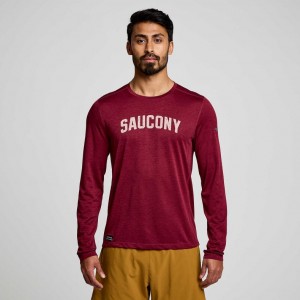 Saucony Stopwatch Graphic Long Sleeve Men's T-Shirt Red | KSA PKXTW