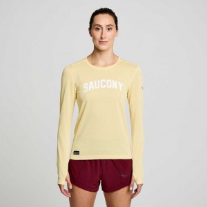 Saucony Stopwatch Graphic Long Sleeve Women's T-Shirt Yellow | Jeddah COQLW