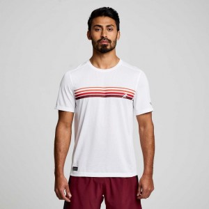 Saucony Stopwatch Graphic Short Sleeve Men's T-Shirt White | KSA VRMGW