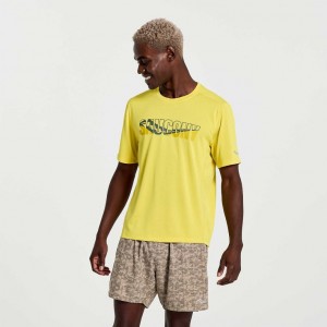 Saucony Stopwatch Graphic Short Sleeve Men's T-Shirt Yellow | Jeddah EYIGZ