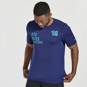 Saucony Stopwatch Graphic Short Sleeve Men's T-Shirt Navy | KSA XRSVB