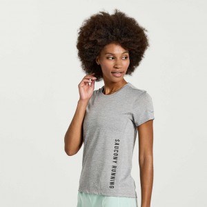 Saucony Stopwatch Graphic Short Sleeve Women's T-Shirt Light Grey | Jeddah WVGZP