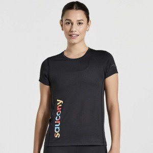 Saucony Stopwatch Graphic Short Sleeve Women's T-Shirt Black | KSA KCSLY