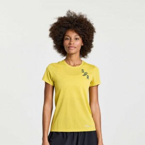 Saucony Stopwatch Graphic Short Sleeve Women's T-Shirt Yellow | Riyadh ALUYI