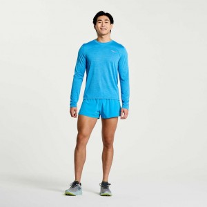 Saucony Stopwatch Long Sleeve Men's T-Shirt Blue | KSA JEBCL