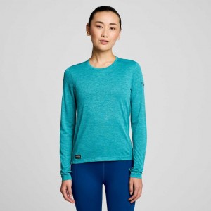 Saucony Stopwatch Long Sleeve Women's T-Shirt Turquoise | Riyadh ILHWC