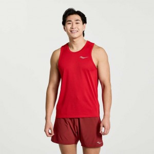 Saucony Stopwatch Men's Singlet Red | Riyadh YUPJT