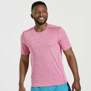 Saucony Stopwatch Short Sleeve Men's T-Shirt Pink | KSA LWEIO