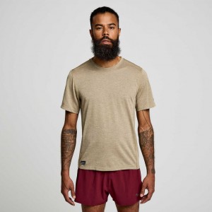 Saucony Stopwatch Short Sleeve Men's T-Shirt Olive | Riyadh TELOJ