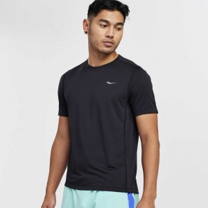 Saucony Stopwatch Short Sleeve Men's T-Shirt Black | Jeddah JSPZB