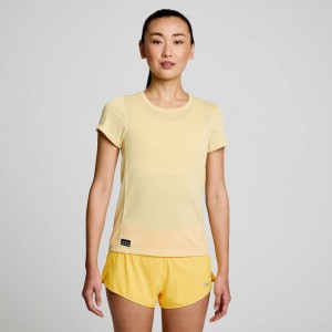 Saucony Stopwatch Short Sleeve Women's T-Shirt Yellow | Riyadh GJYQV