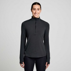 Saucony Triumph 3D 1/2 Zip Women's Sweatshirt Black | KSA BTJEH