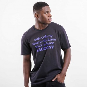 Saucony X Frank Cooke Rested Men's T-Shirt Black | Jeddah XKJBT