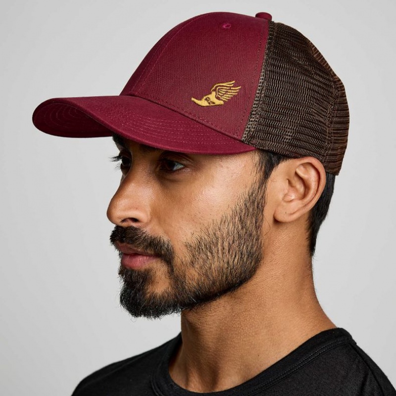 Saucony Adjustable Snap Back Men\'s Trucker Hats Red | Jeddah MJFGK