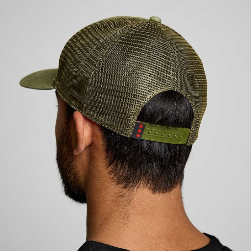 Saucony Adjustable Snap Back Men's Trucker Hats Olive | KSA CGDSZ