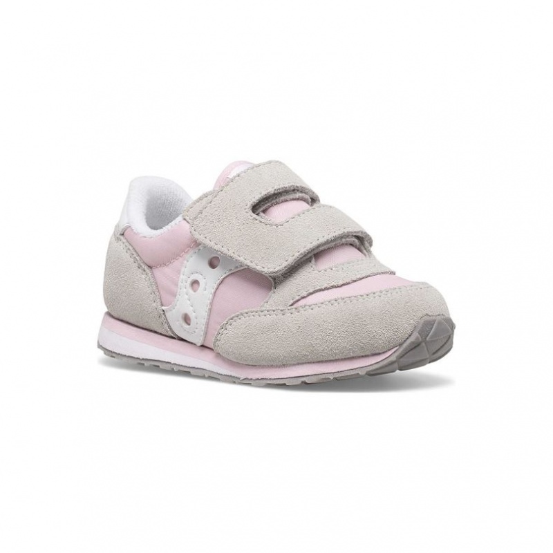 Saucony Baby Jazz Hook & Loop Little Kids' Sneakers Grey / Pink | Jeddah EHRAK