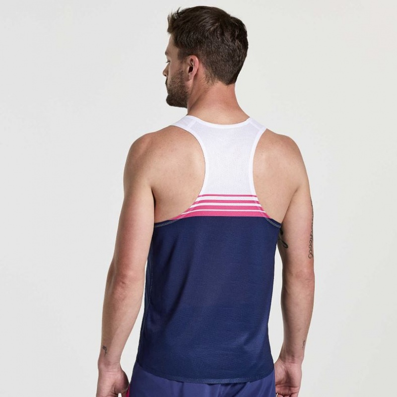 Saucony Elite Men's Singlet White / Navy | Riyadh FCSYP