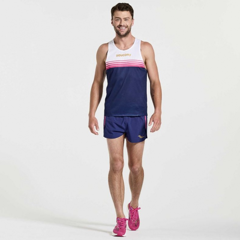 Saucony Elite Men's Singlet White / Navy | Riyadh FCSYP