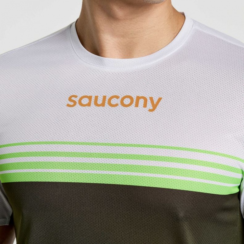 Saucony Elite Short Sleeve Men's T-Shirt White / Black | KSA UZDHG