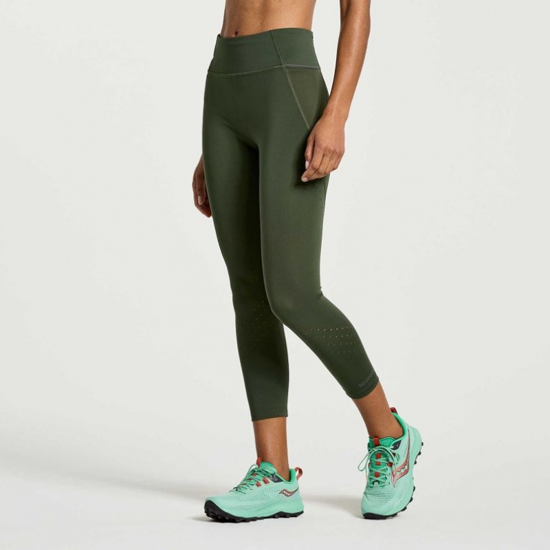 Saucony Explorer Utility Crop Women's Tight Dark Green | Jeddah NETKM