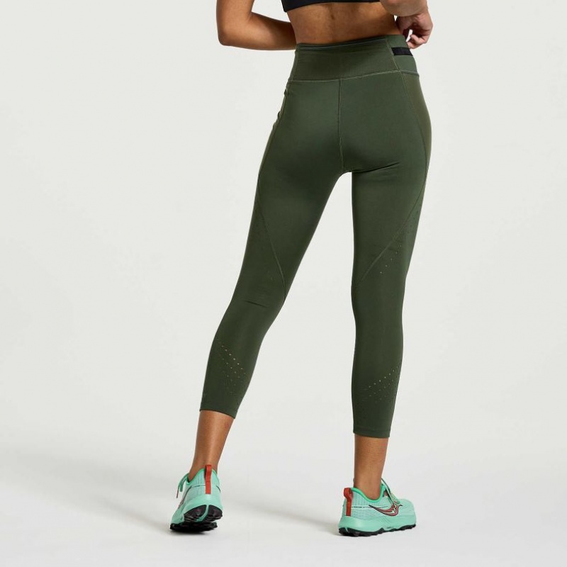 Saucony Explorer Utility Crop Women's Tight Dark Green | Jeddah NETKM