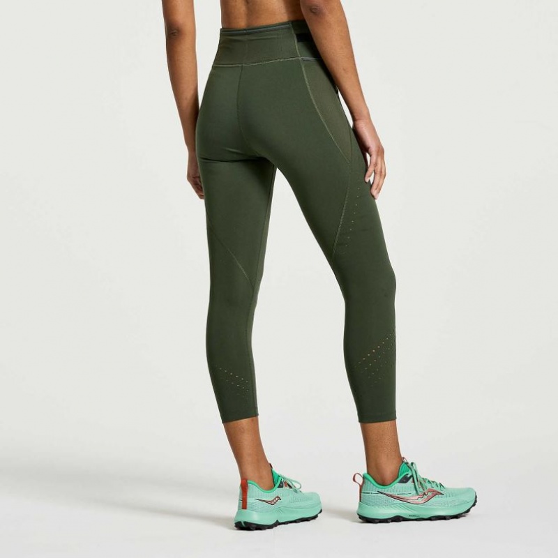 Saucony Explorer Utility Crop Women's Tight Dark Green | Jeddah NETKM