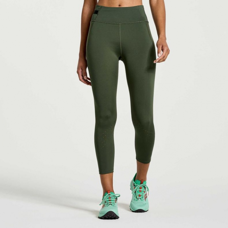 Saucony Explorer Utility Crop Women\'s Tight Dark Green | Jeddah NETKM