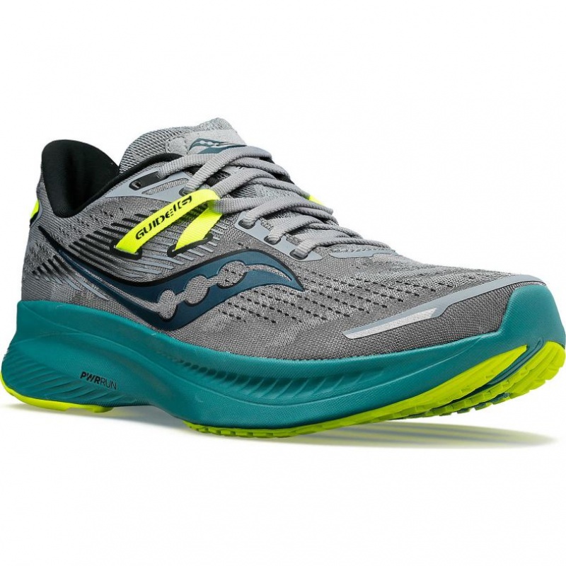 Saucony Guide 16 Men's Wide Running Shoes Grey / Turquoise | Riyadh DJKNY