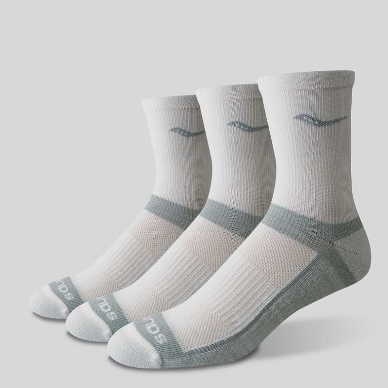 Saucony Inferno Cushion Mid 3-Pack Men's Socks White | Riyadh SDJUH